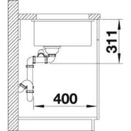Blanco Subline 350/150-U links basalt + Handbetätigung + InFino