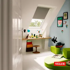 VELUX Verdunkelungsrollo manuell DKL FK06 0705SWL Grau, 0705, GGU,Manuell,VELUX,weiße Schiene