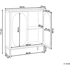Beliani Vitrine Sarre 90 x 35 x 111 cm Schwarz/Gold
