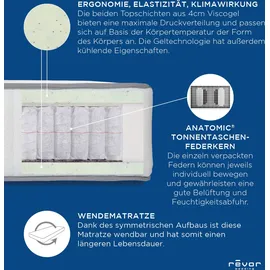 Revor Bedding Taschenfederkernmatratze Anatomic FIX 1000 Visko" Gr. 3, weiß B:90cm H:28cm L:210cm, Bezug: 63% Polyester, 34% Viskose, 3% Kaschmir.
