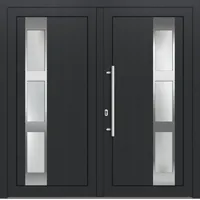 Kunststoff Doppel Haustür "LAURETTE" 71 mm Anthrazit RAL 7016 beidseitig innen öffnend DIN links