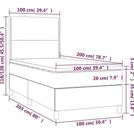 vidaXL Boxspringbett 100 x 200 cm Dunkelgrün