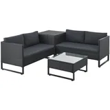 Juskys Polyrattan Lounge Santorini Schwarz Grau