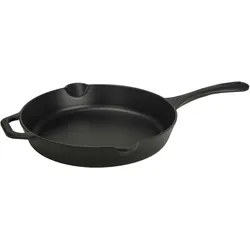 Victoria Emaillierte Gusseisenpfanne Induction 30cm, Cast Iron Skillet ohne PTFE, VIC-33644, Schwarz