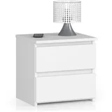 akord furniture factory Akord Nachtschrank, Weiß, Nachbildung, 2 Schubladen, Rechteckig,Rechteckig, 40x40x35 cm, Schlafzimmer, Nachttische