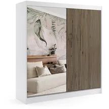 altdecor Schiebetürenschrank Vilan 200 x 215 x 61 cm Weiß/Eiche Wotan