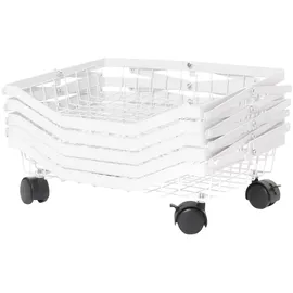 Mendler Regal HWC-N53, Küchenregal Rollregal Küchenwagen Standregal, Korb faltbar rollbar Eisen 95x39x28cm ~ weiß