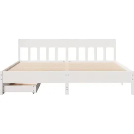 vidaXL Massivholzbett 180 x 200 cm Weiß