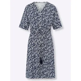 Heine Druckkleid Etuikleid Marine/Ecru 34