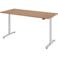 Bümö Schreibtisch Nussbaum, Silber, Nachbildung,Nussbaum, Rechteckig, 80x72x180 cm, FSC