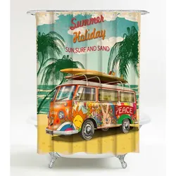 Sanilo Duschvorhang, Polyester, Summer Bus - rot