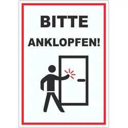 Aufkleber Bitte anklopfen A4 (210x297mm)