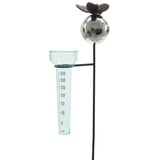 zeitzone Gartenstecker mit Regenmesser Gartenstab mit Kugel Schmetterling 106 cm