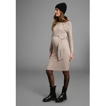 NEUN MONATE Umstandskleid Strickkleid für Schwangerschaft und Stillzeit Umstands-Strickkleid mit modischen Knöpfen beige 42