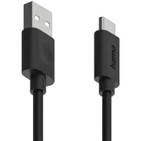 Hama USB-Kabel 60W, USB-A/USB-C, 1.2m, Schwarz