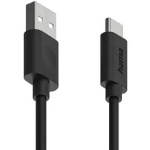Hama USB-Kabel 60W, USB-A/USB-C, 1.2m, Schwarz