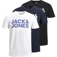 JACK & JONES Corp Logo Kurzarm-T-Shirt 3 Einheiten White / Pack W Navyblazer / Black All Big 2XL