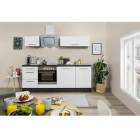Respekta Premium Küchenzeile RP220EWCBO  (Breite: 220 cm, Weiß, Mit Elektrogeräten)