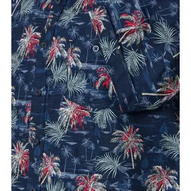 CasaModa Kurzarmhemd mit floralem Print Blau XL