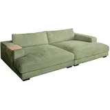 KAWOLA Big Sofa mit TABLETT MADELINE Grün Cord