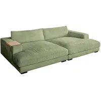KAWOLA Big Sofa mit TABLETT MADELINE Grün Cord