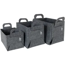 BO-CAMP Camping Filzkorb 3er Set Barnsburry Faltkorb Organizer Aufbewahrungsbox