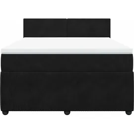vidaXL Boxspringbett mit Matratze Schwarz 140x200 cm Samt