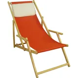 Erst-Holz Gartenliege terracotta Liegestuhl Sonnenliege Kissen Strandstuhl Deckchair Buche 10-309 N KH