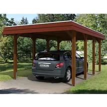 SKANHOLZ Walmdach Carport Spreewald 3,45 x 5,89 m nussbaum mit EPDM-Dach