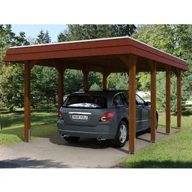 SKANHOLZ Walmdach Carport Spreewald 3,45 x 5,89 m nussbaum mit EPDM-Dach