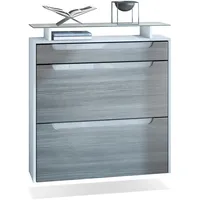 Vladon Schuhschrank, Anthrazit, Weiß, Holzwerkstoff, 89x96x23 cm, Garderobe, Schuhaufbewahrung,