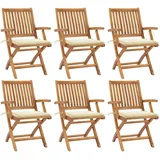 vidaXL Klappbare Gartenstühle mit Kissen 39 x 38 x 26 cm creme 6 St.