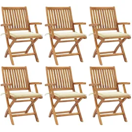 vidaXL Klappbare Gartenstühle mit Kissen 39 x 38 x 26 cm creme 6 St.