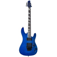 J & D 8051F SBL E-Gitarre, See Thru Blue, Linde Korpus, Riegelahorn-Furnier, Alnico Humbucker, Floyd Rose Tremolo