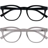 OPULIZE BLU Blaulichtfilter Lesebrille für Damen Herren, Blendfreie UV400-Schutz Federscharnier Anti-Müdigkeit, Runder Rahmen, Computerbrillen Gaming, 2er-Pack Schwarz Eis +1,00