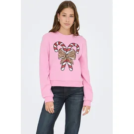 Only Weihnachtssweatshirt Sweatshirt Bonbon Print: Candy Rosa S
