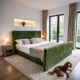 kaiser möbel Boxspringbett mit bettkasten, matratze, topper, BLANKET stoff Bubble 140x200 cm Grün H2-Pocket