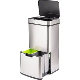 Ribelli Sensor Mülleimer 72 L, 4 Fächer, silber - Silber