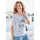 GOLDNER Streifenshirt mit Blumenmuster in rauchblau geringelt), | Gr.: 38
