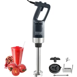 VEVOR Pürriermixer Elektrische Stabmixer 750 W, Hochleistungs-Pürierstab Einstellbare Drehzahlen, Edelstahl Mehrzweck Stabmixer 660 mm Abnehmbarer Rührstab, inkl. Wandhaken & Ersatzklingenkopf