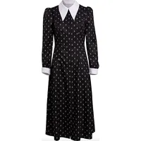 MIMIKRY Wednesday Kleid für Erwachsene Schwarz mit weißen Blumen Damen Kostüm Serie, Größe:M