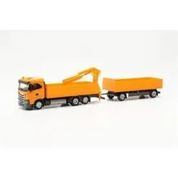 HERPA 316217 1:87 Iveco S-Way ND Baustoff-Hängerzug, orange