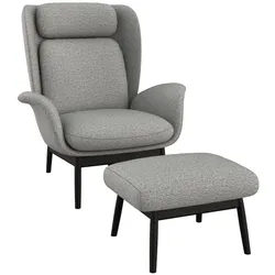 Ohrensessel FLEXLUX "Padova", grau (sophisto grau), B:92cm H:99cm T:103cm, 100% Polyester, Sessel, Stil & Komfort, organische Form, Ledenstütze integriert, Fuß schwarz