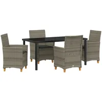 vidaXL Garten Essgruppe 5 pcs Grau Poly-Rattan - Grau