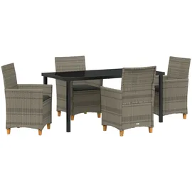 vidaXL Garten Essgruppe 5 pcs Grau Poly-Rattan - Grau
