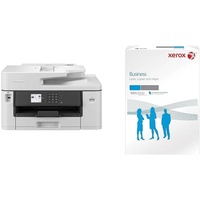 Brother MFC-J5340DW 4-in-1 Farbtintenstrahl-Multifunktionsgerät, Weiß, Mittel, 250 Blatt Papierkassette, 50 Blatt ADF & Xerox Business 003R91821 Multifunktionspapier geriest 80 g/m2 A3 500 Blatt weiß