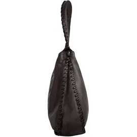 Samantha look Shopper echt Leder, Damen, Made in Italy geräumige Umhängetasche mit Flechrand - Einheitsgröße