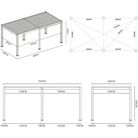Weide Pergola 3 x 6 m inkl. LED Weiß