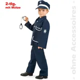 FRIES Polizist Petersen blau 2tlg mit Mütze Polizei Kinder Kostüm Größe 140