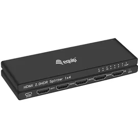 Equip 332717 HDMI Splitter 2.0 4 Port Ultra Slim 4K/60Hz schwarz, Aluminium, 5 V, 1 A